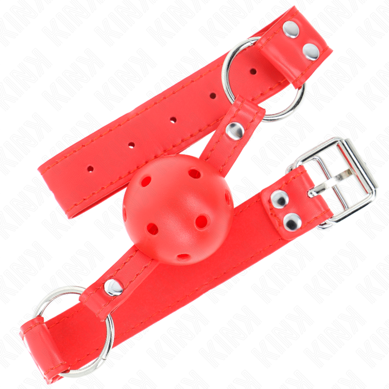 Bâillon à boule dure creux rouge — KINK COLLAR & GAG