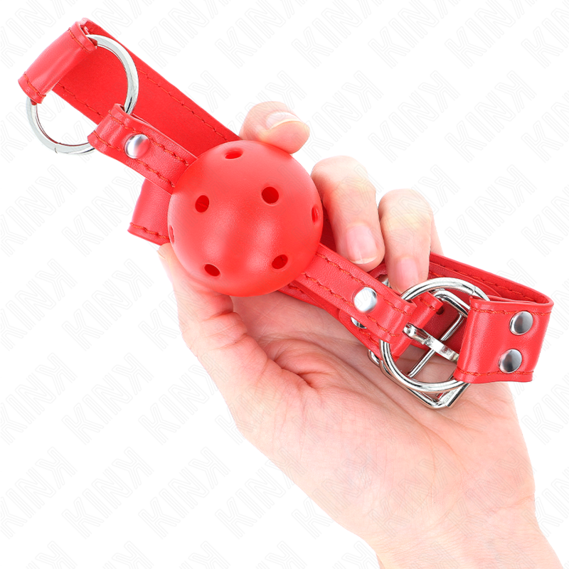 Bâillon à boule dure creux rouge — KINK COLLAR & GAG