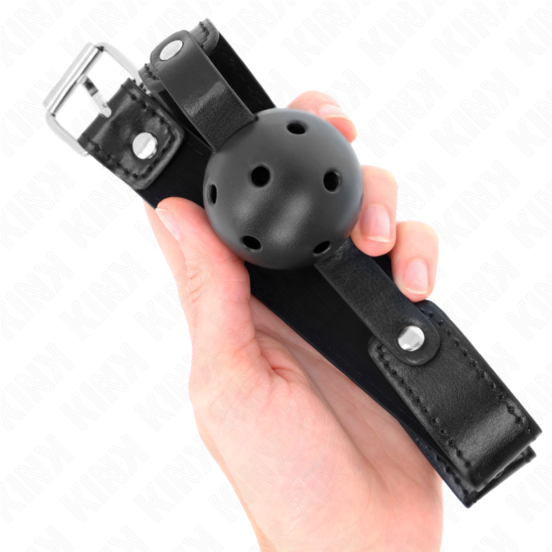 Gag boule respirant noir 4,5 cm avec sac — KINK COLLAR & GAG