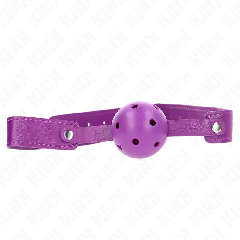 Balle respirante violette avec lanière réglable — KINK COLLAR & GAG