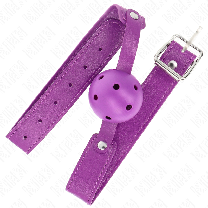 Balle respirante violette avec lanière réglable — KINK COLLAR & GAG