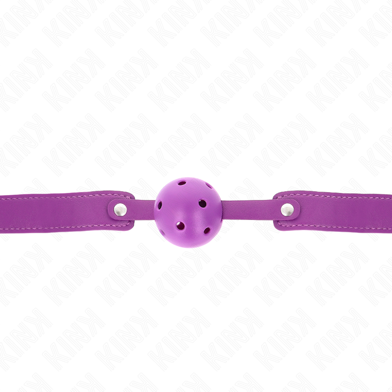 Balle respirante violette avec lanière réglable — KINK COLLAR & GAG
