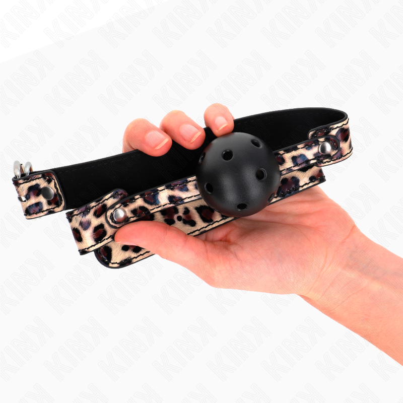 Gag boule léopard respirant 4,5 cm avec sachet — KINK COLLAR & GAG