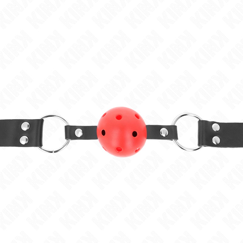 Balle respirante 4 cm avec double rivet rouge et sangle réglable — KINK COLLAR & GAG