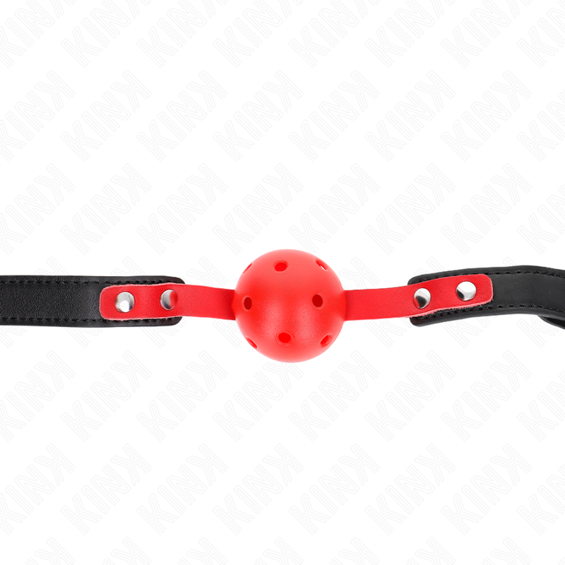 Balle dure creuse rouge avec bracelet ajustable — KINK COLLAR & GAG