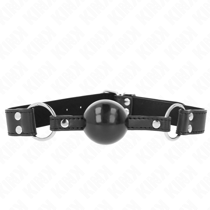 Bit gag à bille souple et solide avec sangle en cuir — KINK COLLAR & GAG