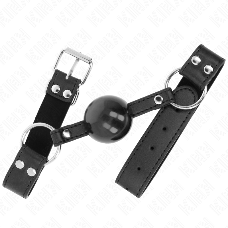 Bit gag à bille souple et solide avec sangle en cuir — KINK COLLAR & GAG