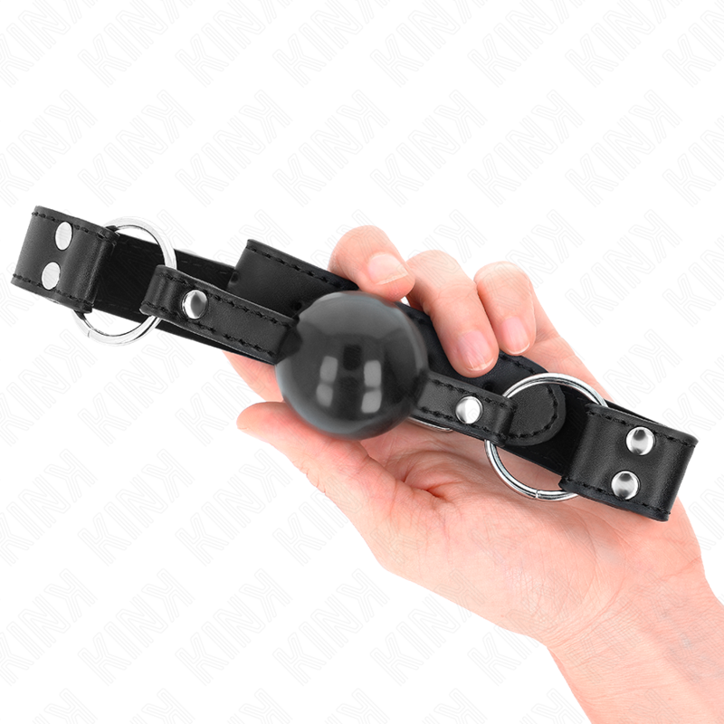 Bit gag à bille souple et solide avec sangle en cuir — KINK COLLAR & GAG