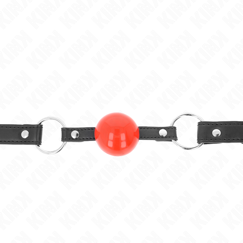 Bâillon balle 4 cm avec serrure, boule rouge et bracelet noir 60 x 2 cm — KINK COLLAR & GAG
