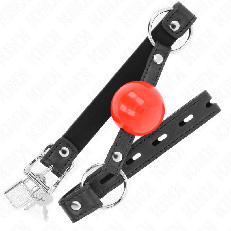Bocado de bola 4 cm com cadeado e tira preta 60 x 2 cm — KINK COLLAR & GAG