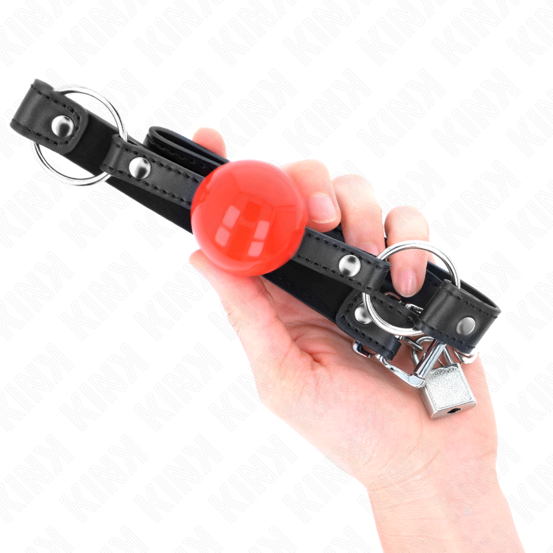 Bocado de bola 4 cm com cadeado e tira preta 60 x 2 cm — KINK COLLAR & GAG