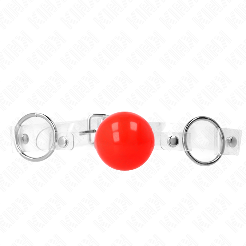 Balle de gag transparente rouge 4 cm avec sangle ajustable — KINK COLLAR & GAG
