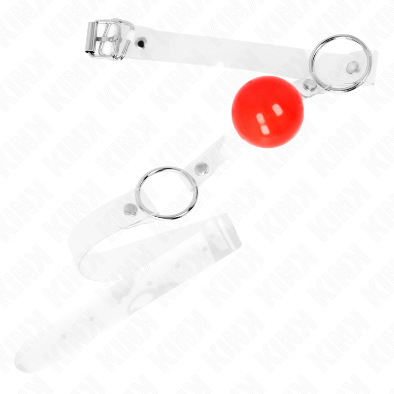 Balle de gag transparente rouge 4 cm avec sangle ajustable — KINK COLLAR & GAG