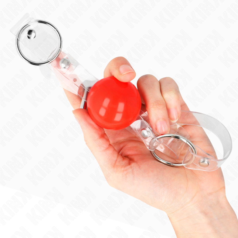 Balle de gag transparente rouge 4 cm avec sangle ajustable — KINK COLLAR & GAG