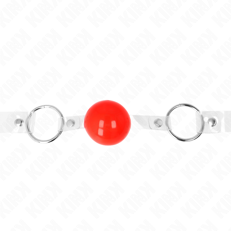 Balle de gag transparente rouge 4 cm avec sangle ajustable — KINK COLLAR & GAG
