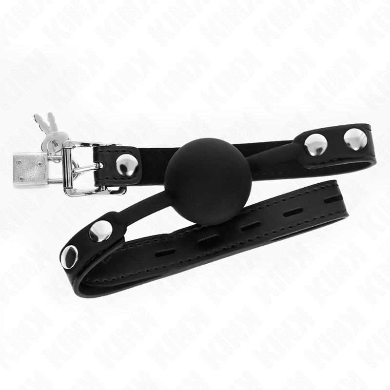 Gag boule silicone avec serrure et pochette — KINK COLLAR & GAG