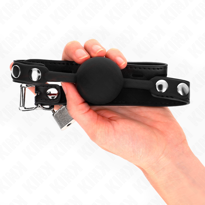 Gag boule silicone avec serrure et pochette — KINK COLLAR & GAG