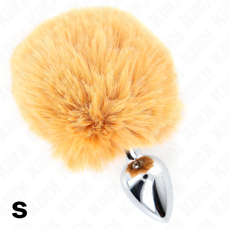 Plug anal em aço inoxidável com cauda de coelho em pelúcia bege — KINK PLEASURE PLUGS