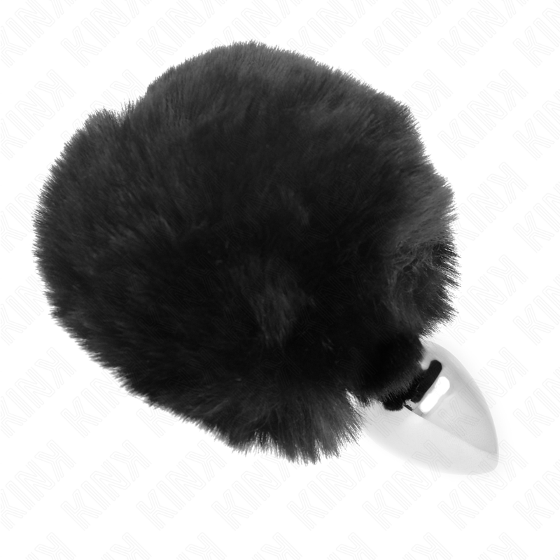 Stainless steel anal plug with faux fur bunny tail — KINK PLEASURE PLUGS