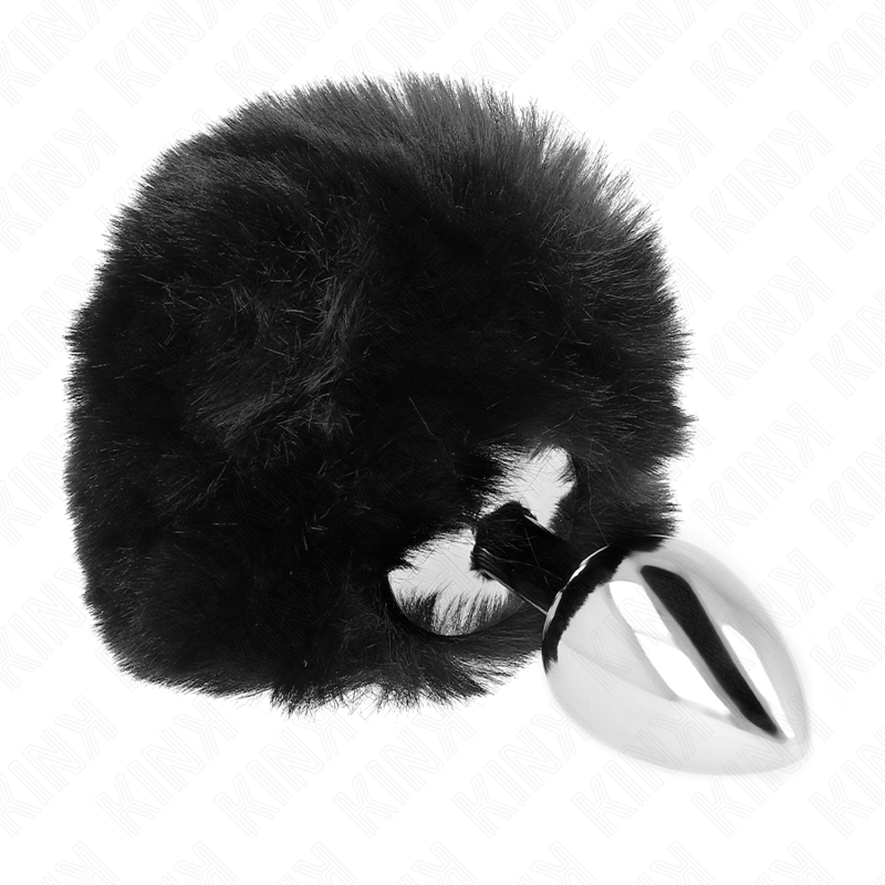 Stainless steel anal plug with faux fur bunny tail — KINK PLEASURE PLUGS