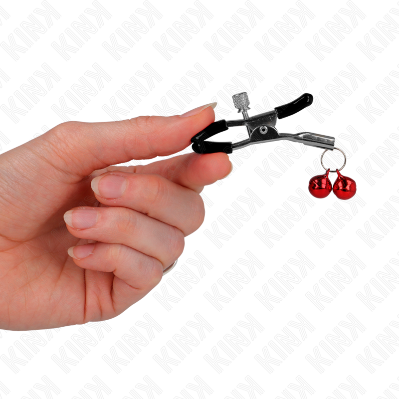 Pince à mamelon double cloche rouge — KINK NIPPLE GRIP