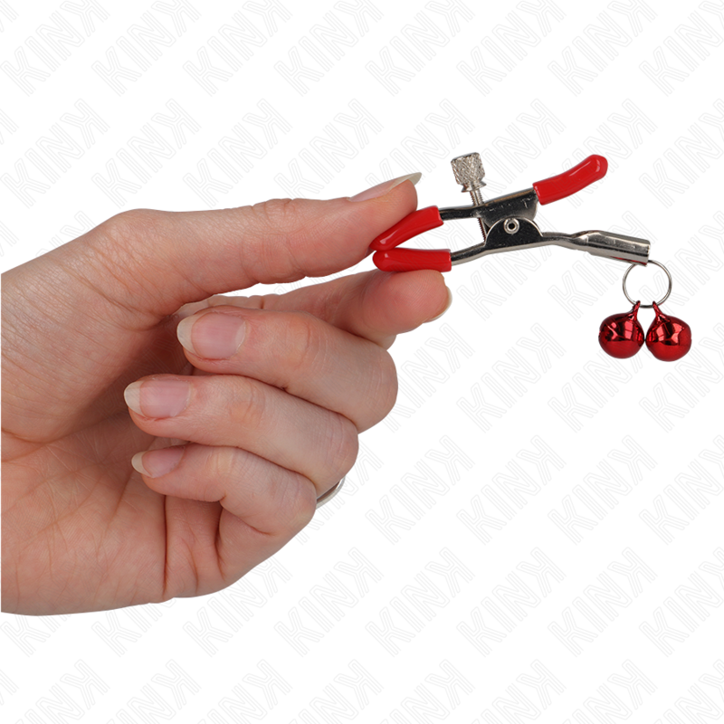 Pince à menton double cloche rouge — KINK NIPPLE GRIP