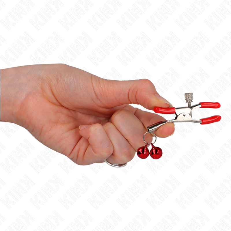 Pince à menton double cloche rouge — KINK NIPPLE GRIP