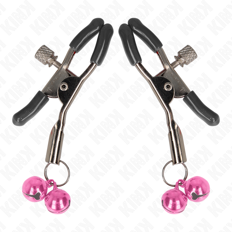 Pince à tétons double cloche rose 6 cm — KINK NIPPLE GRIP