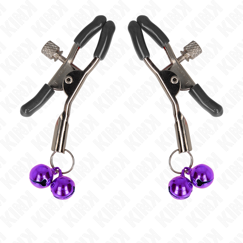 Pince à tétons double cloche violette 6 cm — KINK NIPPLE GRIP