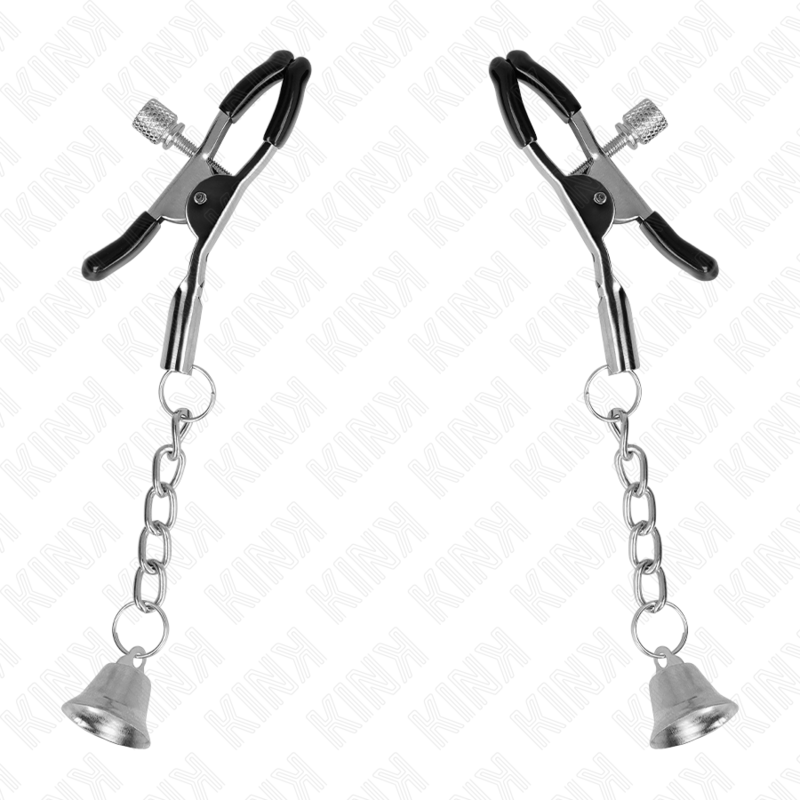 Pinces à tétons pendentif cloche argent 6 cm — KINK NIPPLE GRIP