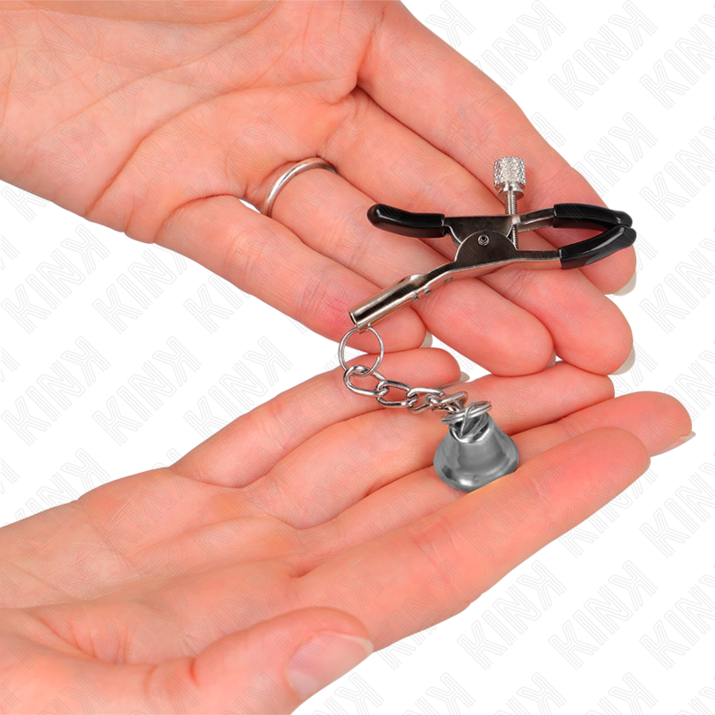 Pinces à tétons pendentif cloche argent 6 cm — KINK NIPPLE GRIP