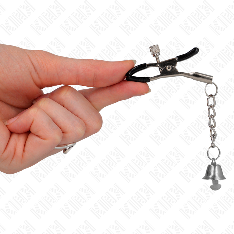 Pinces à tétons pendentif cloche argent 6 cm — KINK NIPPLE GRIP
