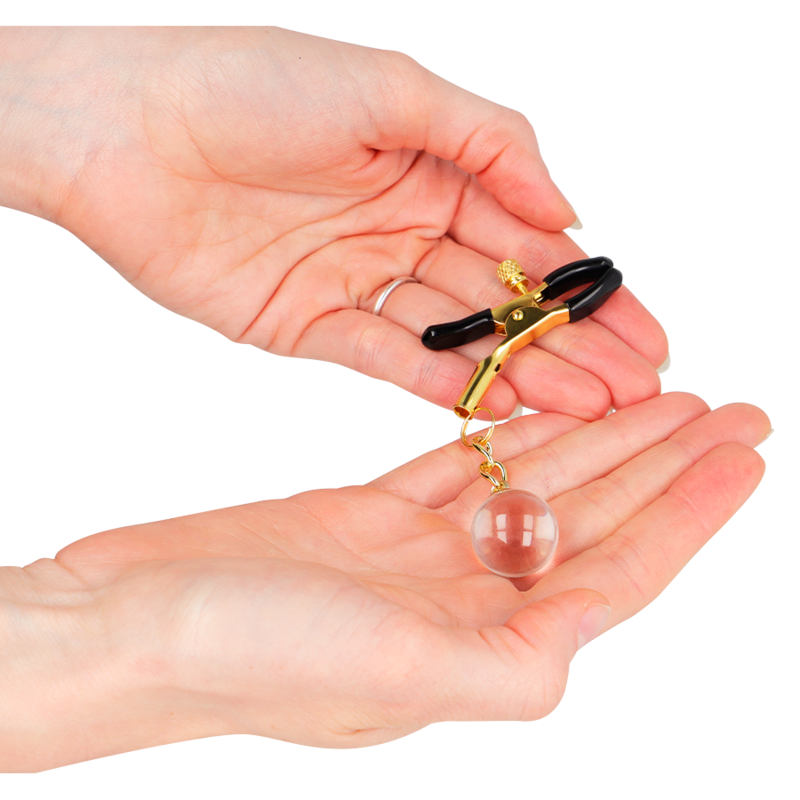 Pinces à tétons billes de verre dorées 6 cm — KINK NIPPLE GRIP