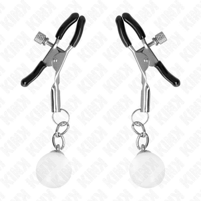 Pinces à mamelon billes de verre argentées 6 cm — KINK NIPPLE GRIP
