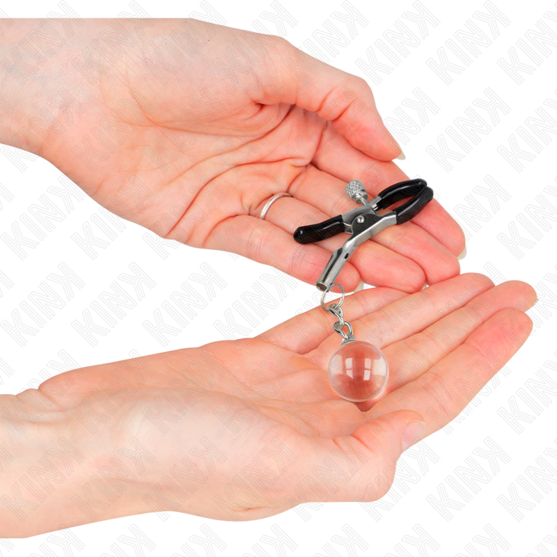 Pinces à mamelon billes de verre argentées 6 cm — KINK NIPPLE GRIP