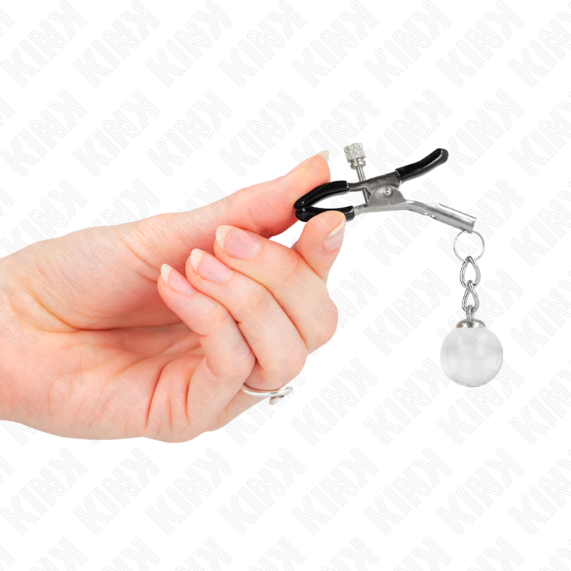 Pinces à mamelon billes de verre argentées 6 cm — KINK NIPPLE GRIP