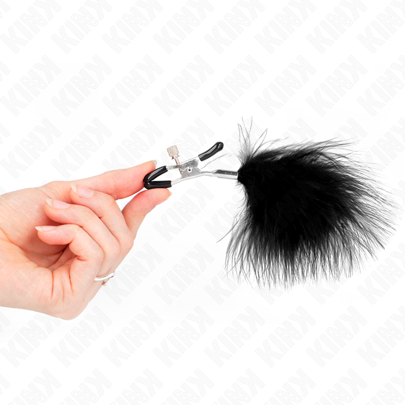 Pince à menton plume noire 7 cm — KINK NIPPLE GRIP