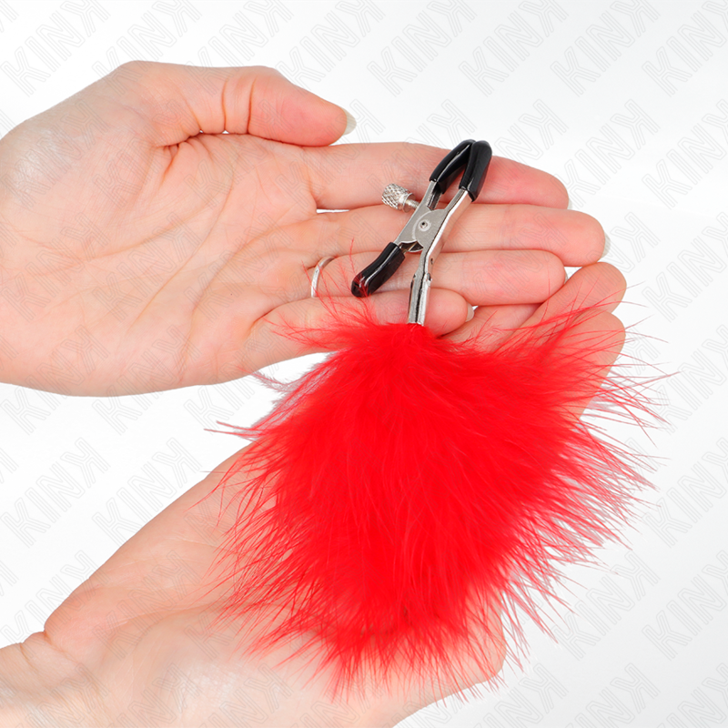 Pince à menton à plume rouge 7 cm — KINK NIPPLE GRIP