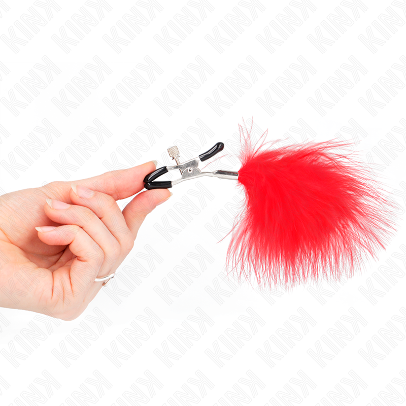 Pince à menton à plume rouge 7 cm — KINK NIPPLE GRIP