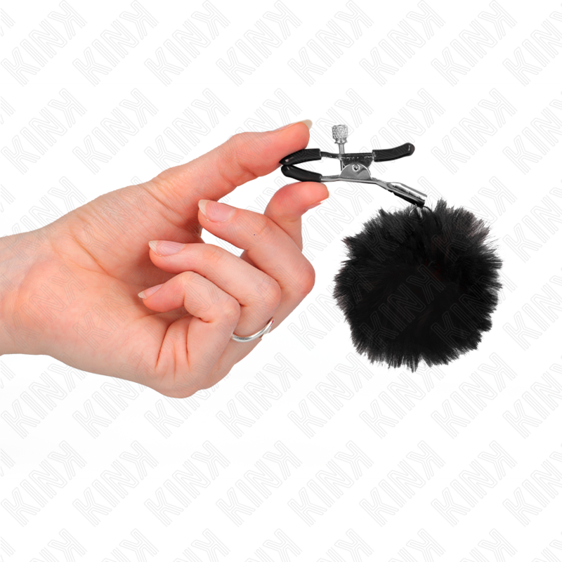 Pinça para mamilo com bola de pelúcia preta — KINK NIPPLE GRIP