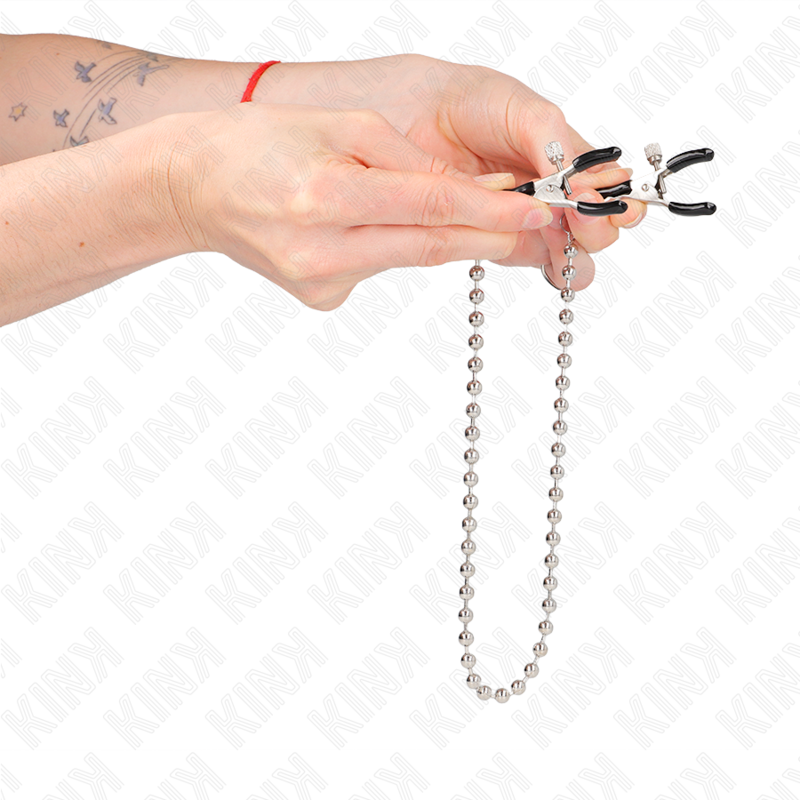 Pinces à tétons avec chaîne de billes 30 cm — KINK NIPPLE GRIP