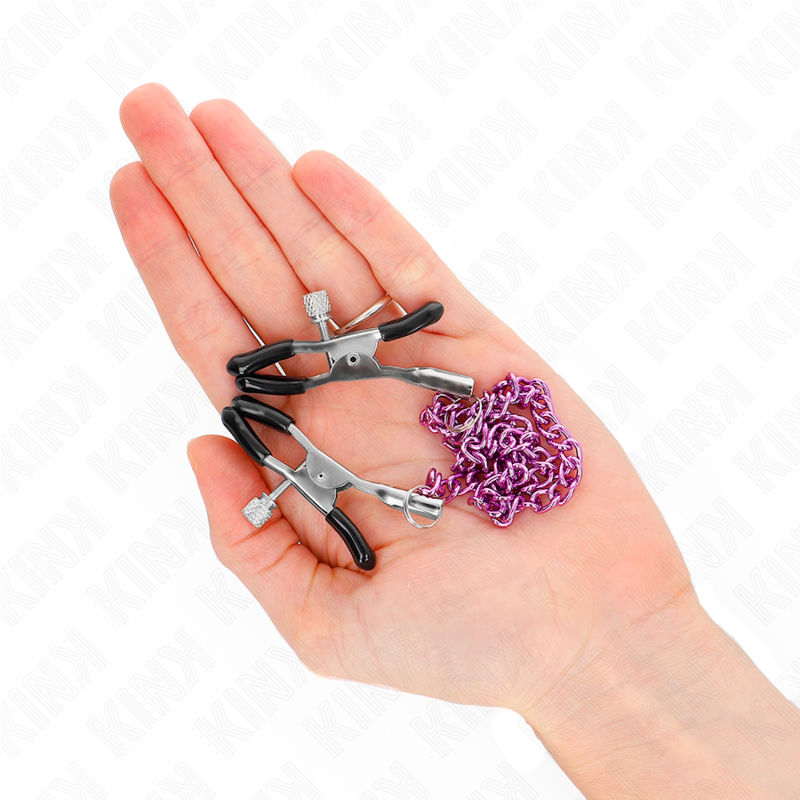 Pinces à tétons ajustables avec chaîne violette 30 cm — KINK NIPPLE GRIP