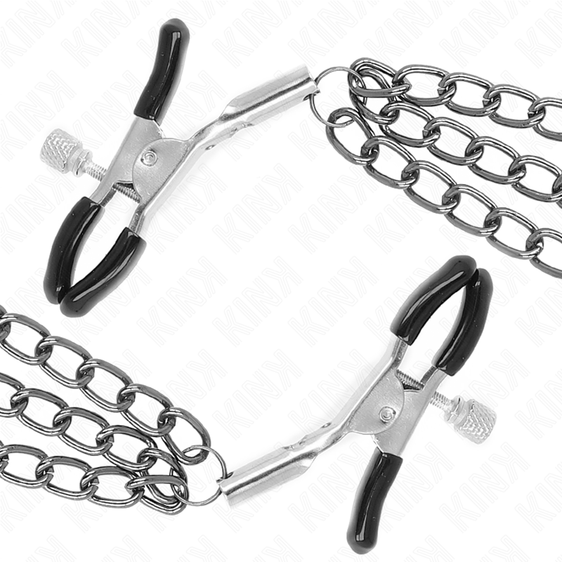 Pinces à mamelons avec chaînes noires réglables — KINK NIPPLE GRIP