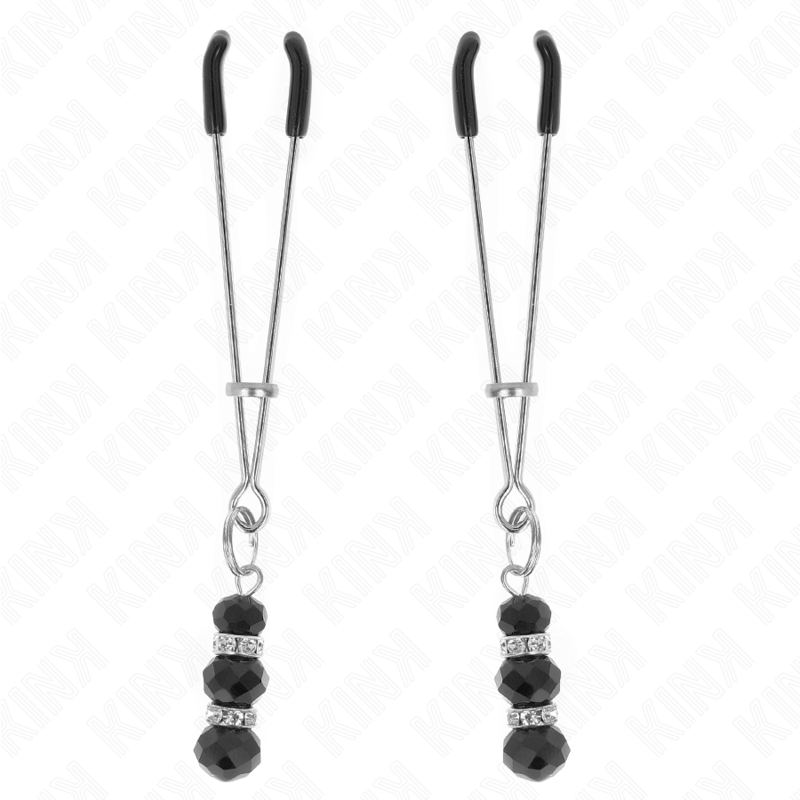 Fine Gold Nipple Clamps with 3 Black Glass Beads — KINK NIPPLE GRIP