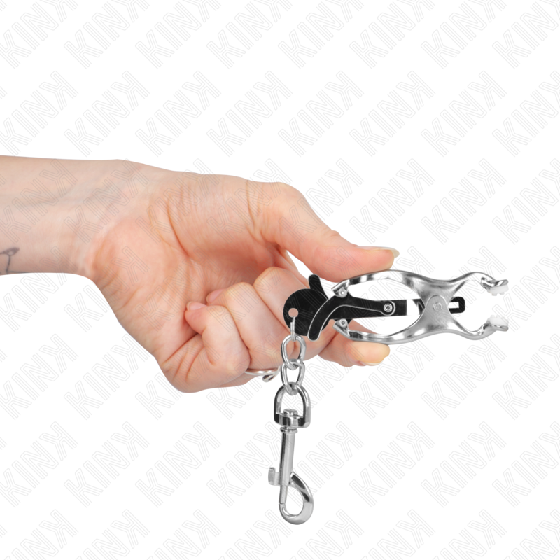 Pinces à tétons trèfle japonais avec crochets argent — KINK NIPPLE GRIP