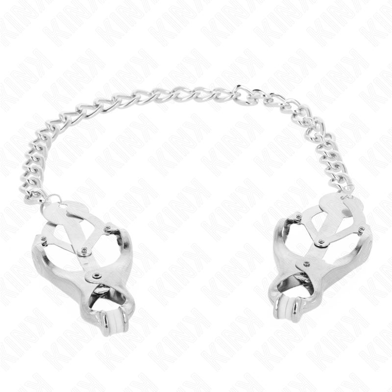 Japanische Kleeblatt-Nippelklemmen mit 30 cm Silberkette — KINK NIPPLE GRIP