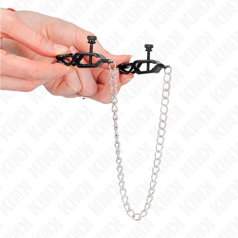 Pinces à téton chaîne plate argent 30 cm — KINK NIPPLE GRIP