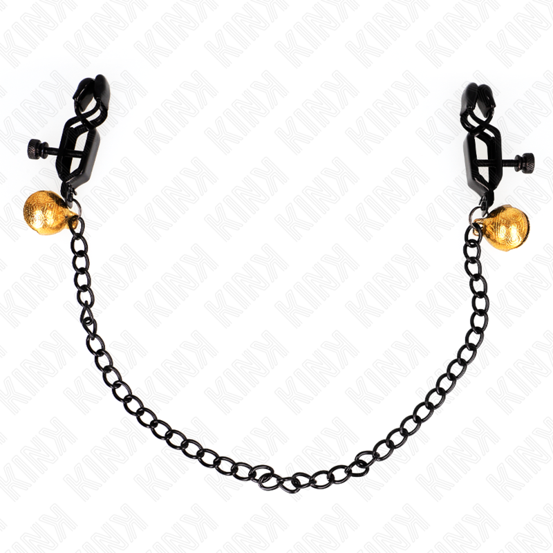 Pinces à mamelon chaîne plate et cloche argent 30 cm — KINK NIPPLE GRIP
