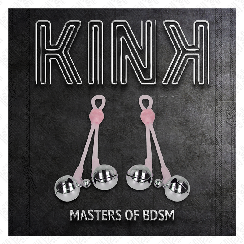 Pinces à téton lumineuses crâne avec anneau et cloches réglables rose/argent — KINK NIPPLE GRIP
