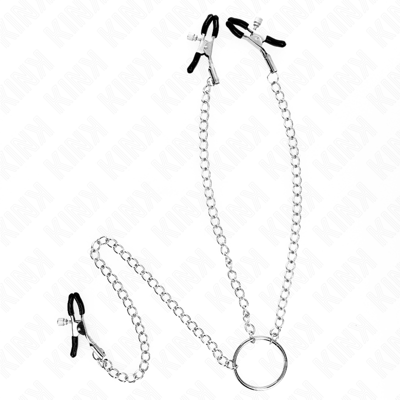 Pinces triple mamelons et clitoris avec chaîne ajustable — KINK NIPPLE GRIP